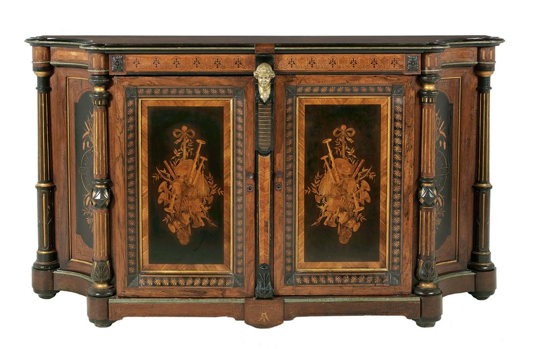 American Neo-Grec Inlaid Rosewood Cabinet (1 of 5)