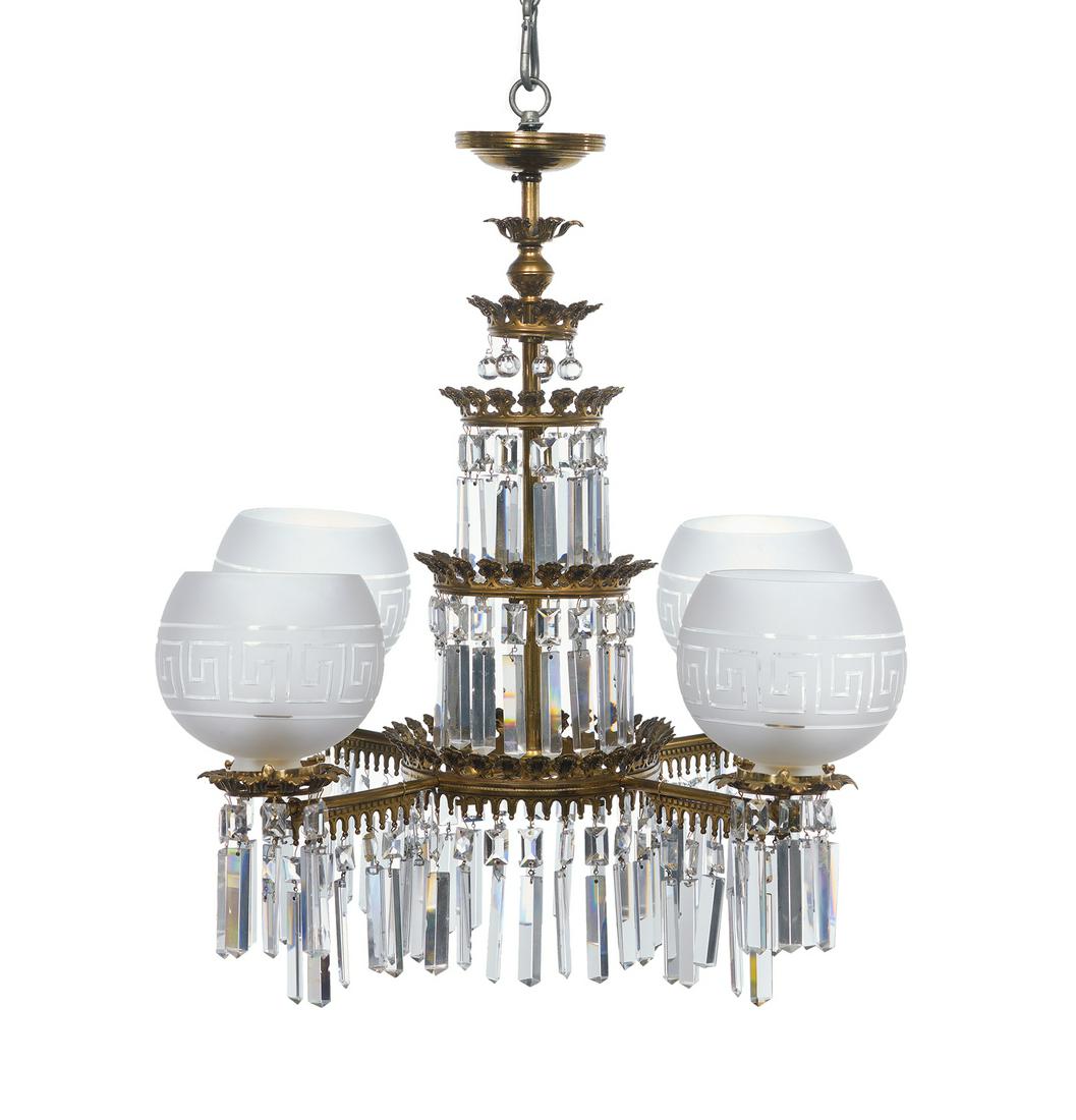 Gilt-Bronze and Crystal Gasolier (1 of 1)