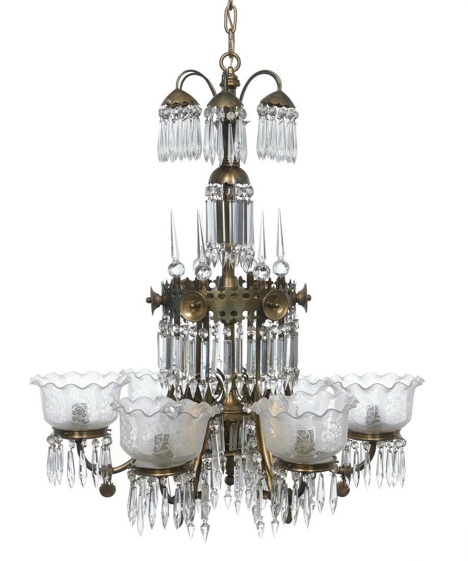 Modern Gothic Brass and Crystal Chandelier (1 of 1)