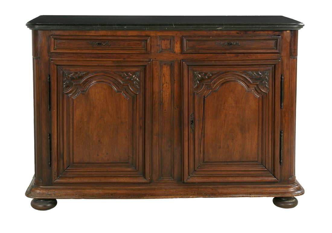 Provincial Louis XV Walnut and Marble-Top Buffet (1 of 3)