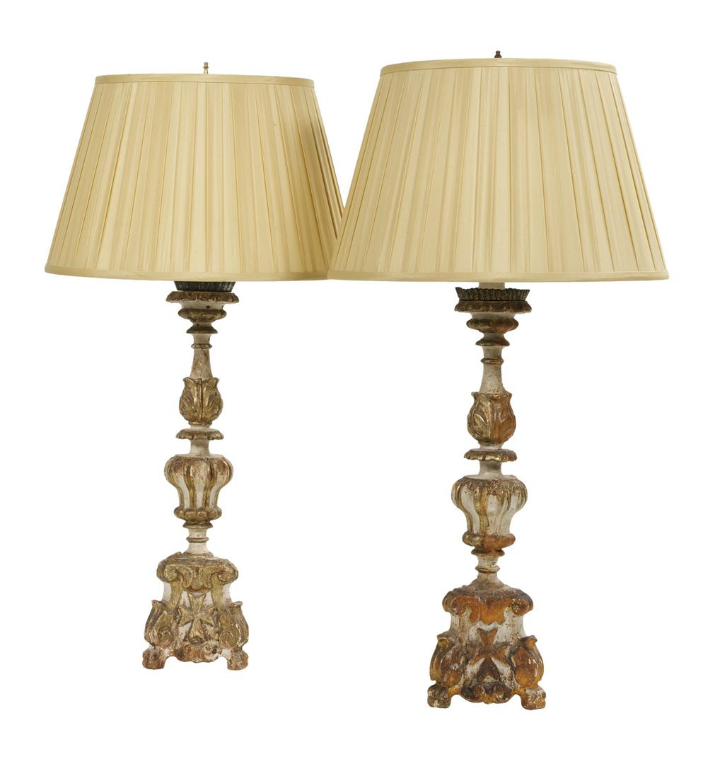 Pair of Continental Parcel-Silvered Altar Sticks (1 of 1)