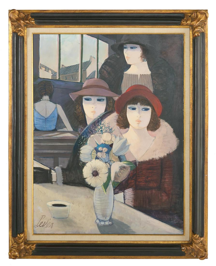 Charles Levier (French, 1920-2003): Charles Levier (French, 1920-2003) "Trois Femmes" oil on canvas signed lower left. Framed. 40" x 30", framed 49" x 39"