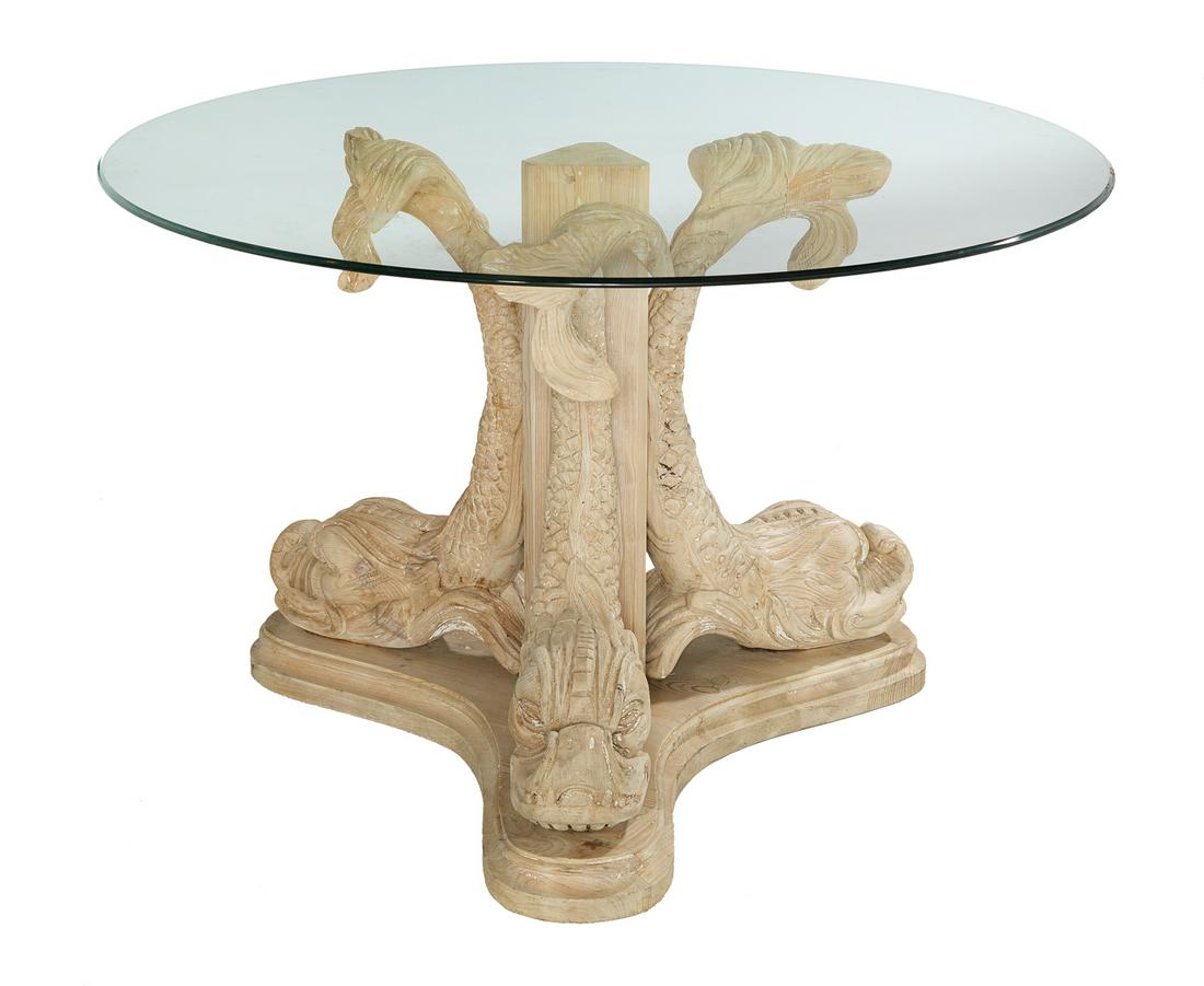 Neoclassical-Style Glass-Top Center Table (1 of 1)