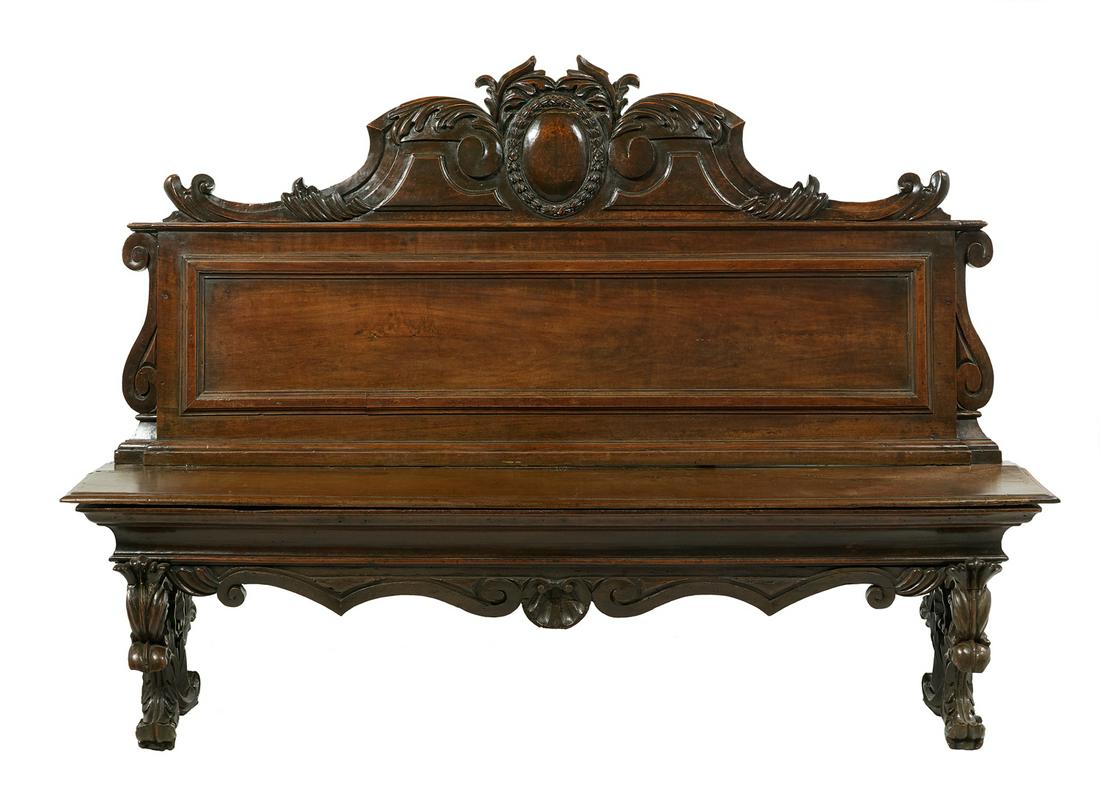 Italian Baroque Carved Walnut Lift-Seat Bench (1 of 2)