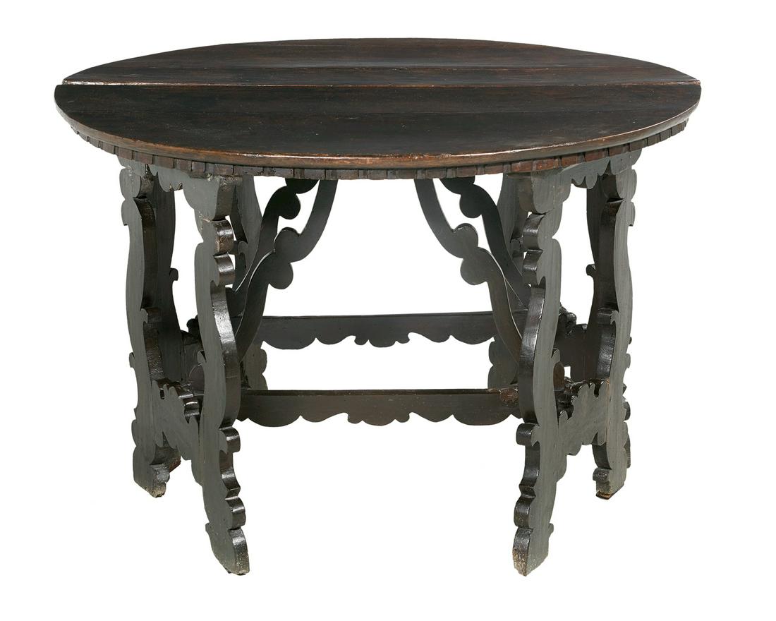 Pair of Italian Baroque Walnut Demi-lune Tables (1 of 3)
