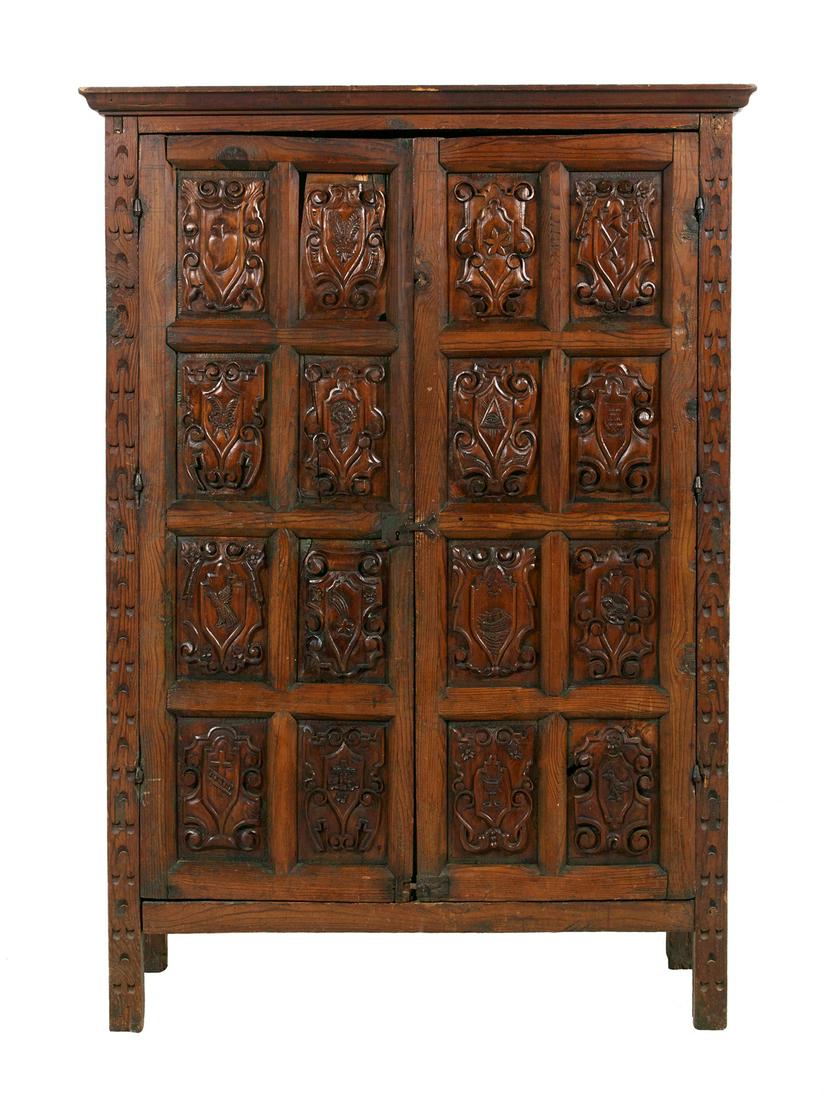 Spanish Carved Pine Cabinet (1 of 4)