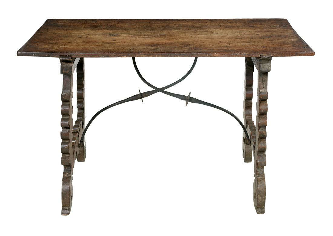 Spanish Colonial Walnut and Iron Guard Room Table (1 of 4)