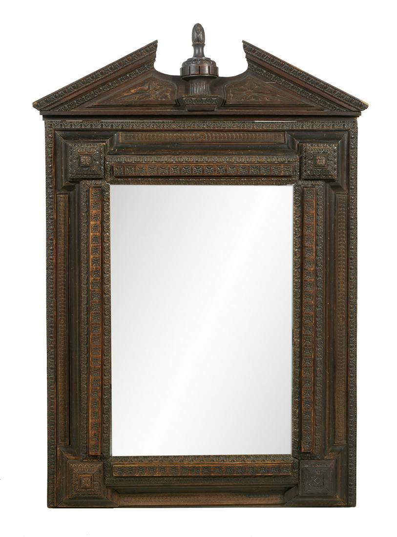 Continental Carved Oak Mirror (1 of 2)