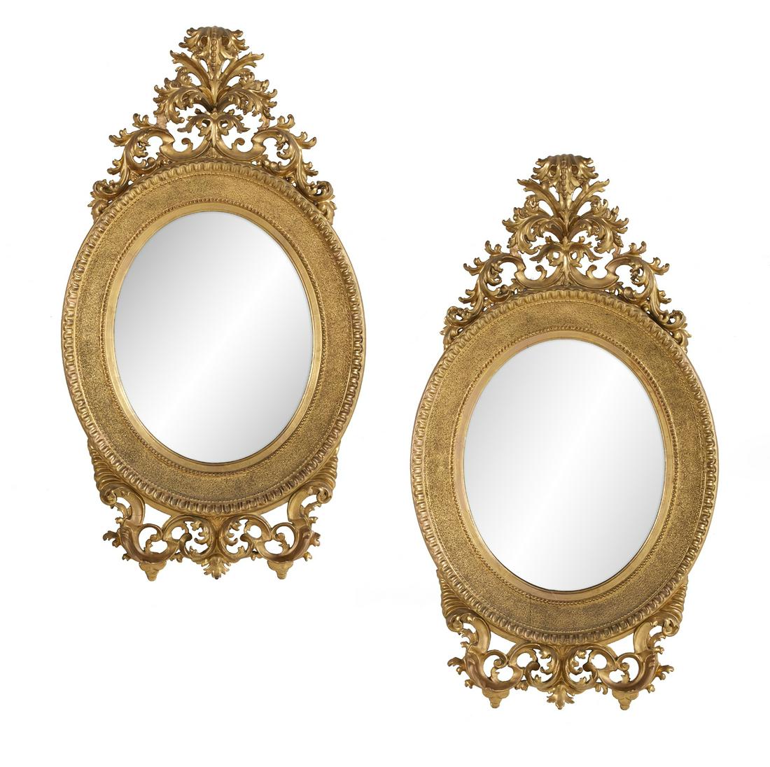 Pair of Handsome Italian Giltwood Oval Mirrors (1 of 5)