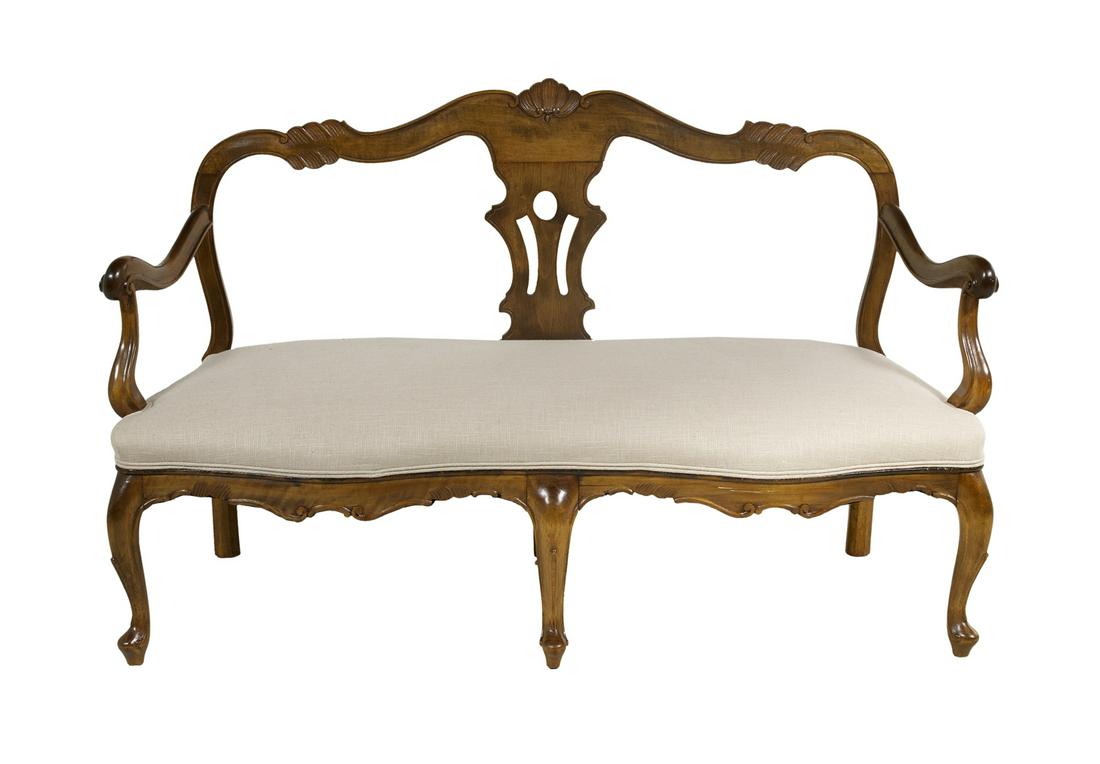 Italian Rococo-Style Hardwood Settee (1 of 2)