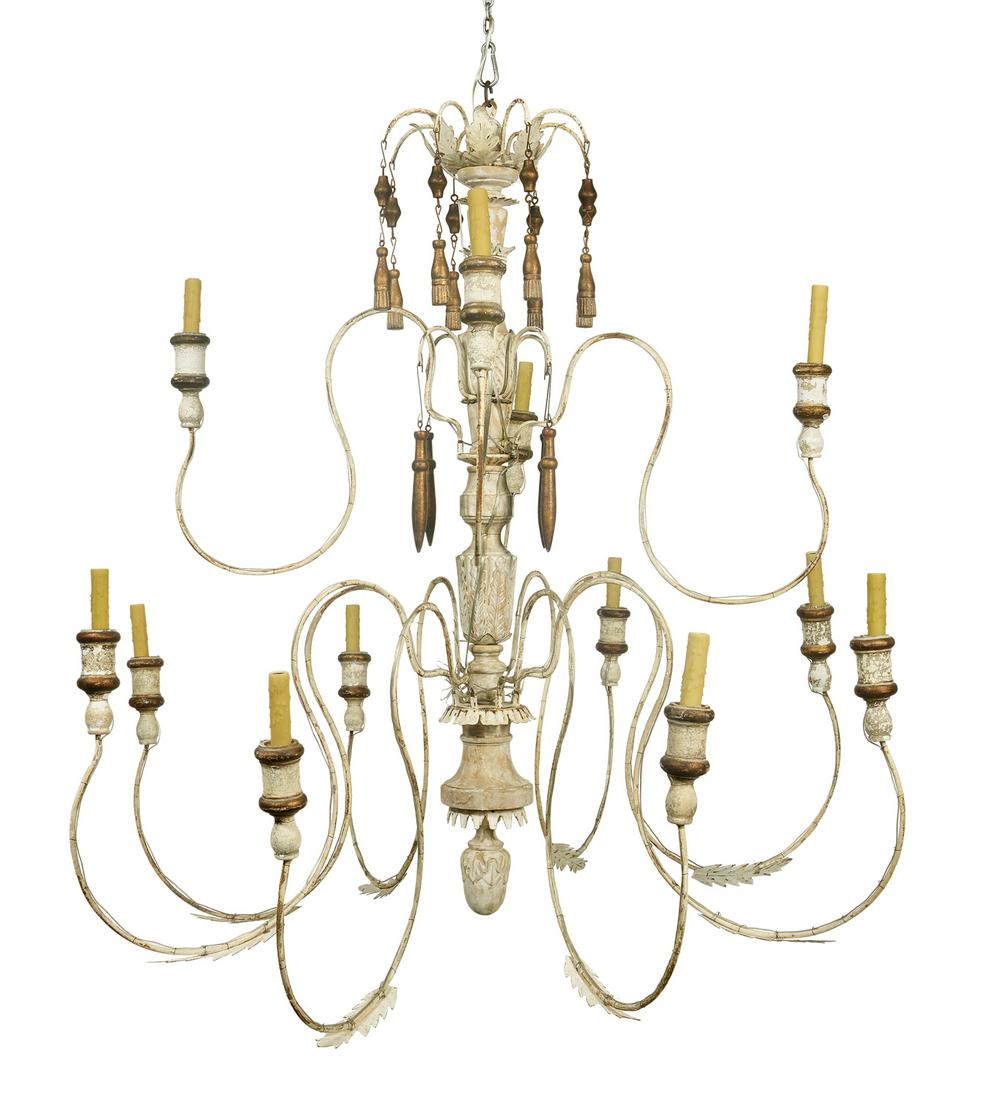 Large Painted Wood and Metal Chandelier (1 of 1)