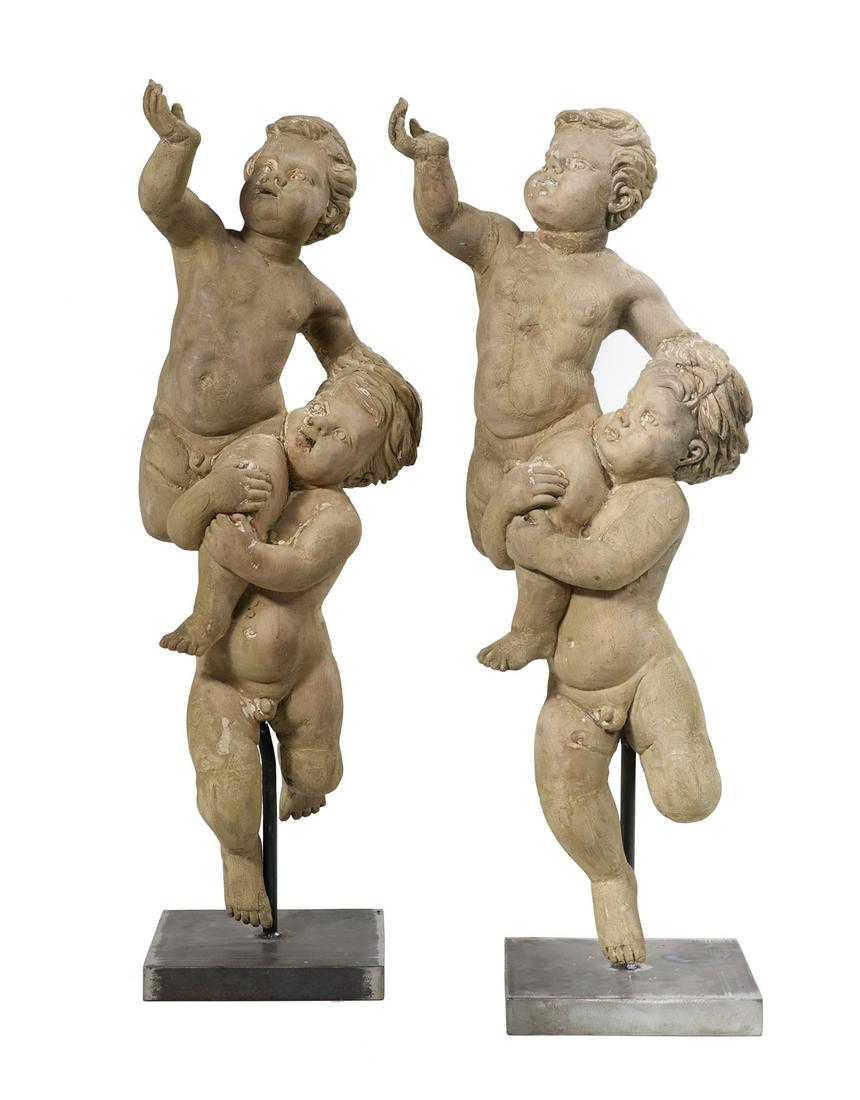 Pair of Continental Putti Carvings (1 of 2)