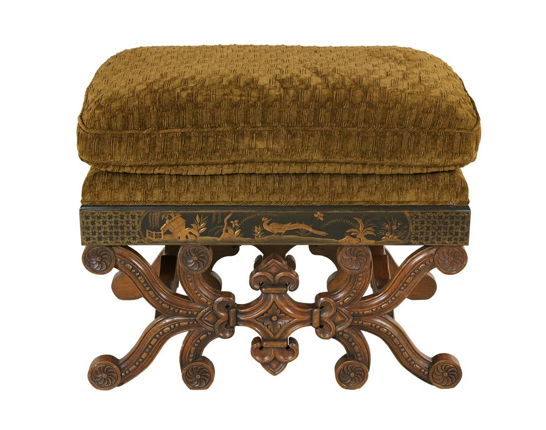 Louis XIV-Style Chinoiserie and Walnut Stool (1 of 2)