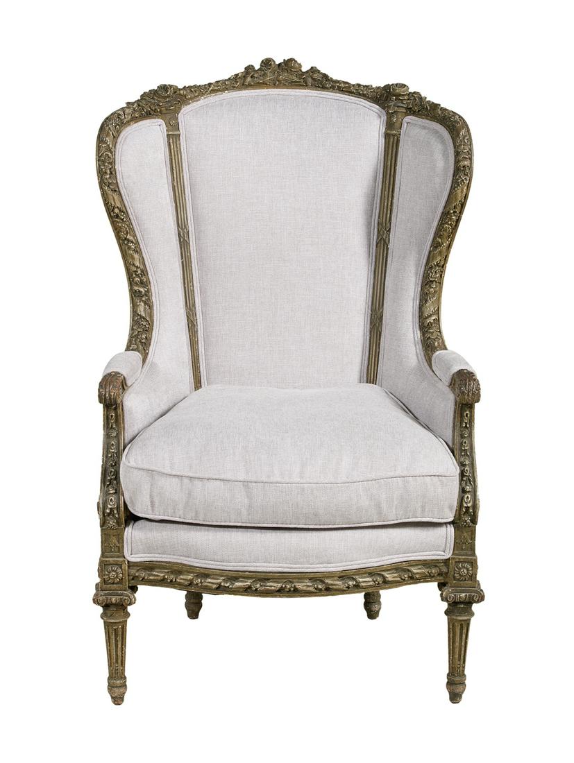 Louis XVI-Style Polychromed Wing Chair (1 of 2)