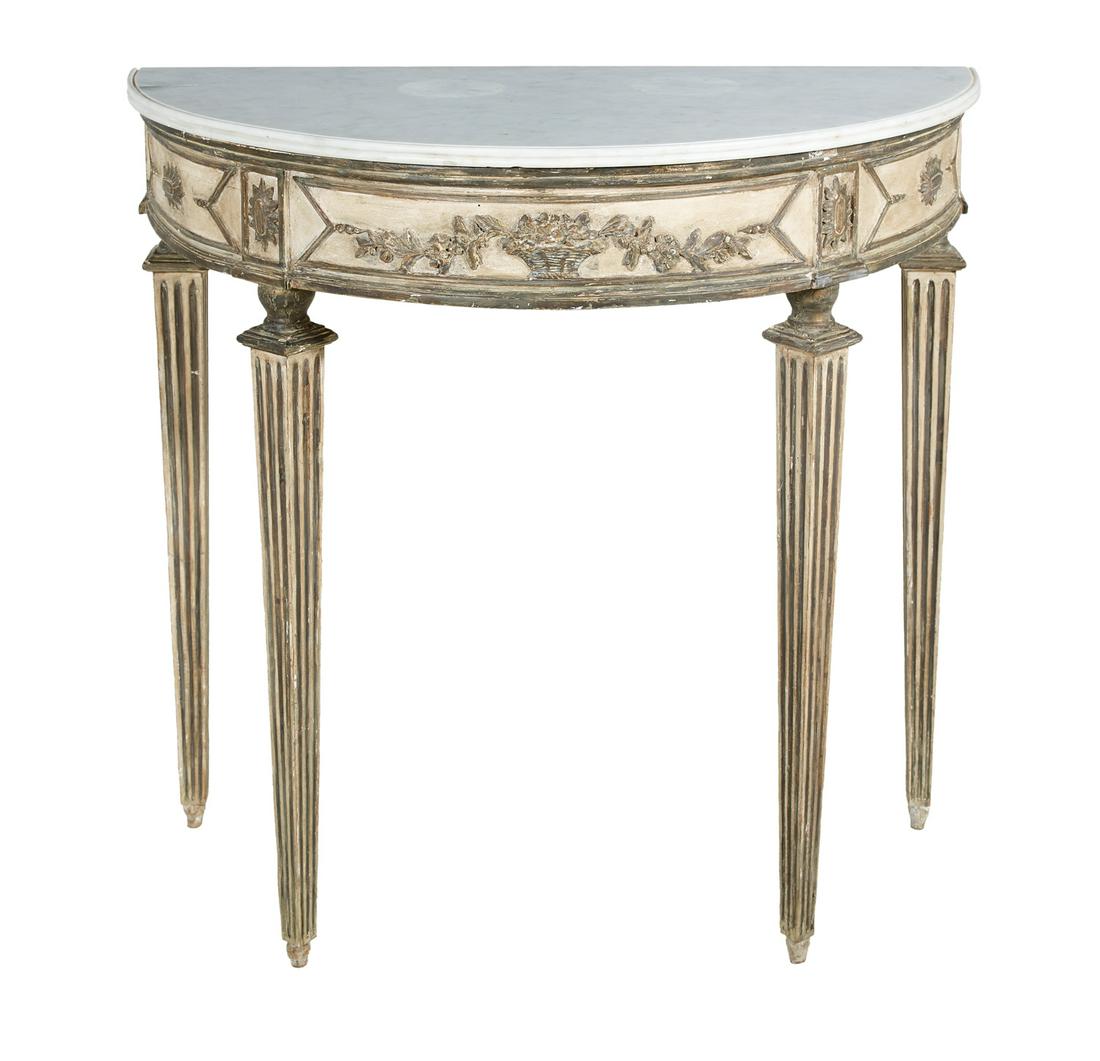 Directoire Marble-Top Demi-lune Console Table (1 of 1)