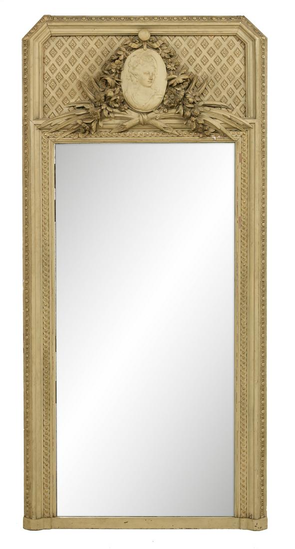 French Carved and Painted Trumeau Mirror (1 of 2)