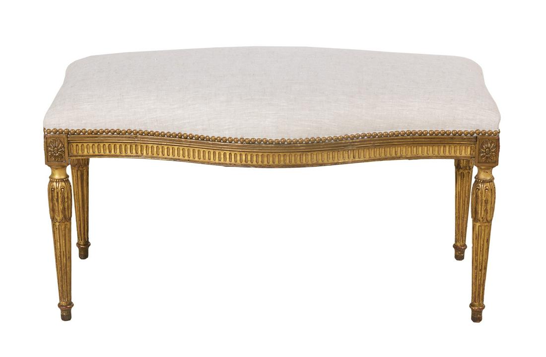Louis XVI-Style Giltwood Bench/Stool (1 of 2)