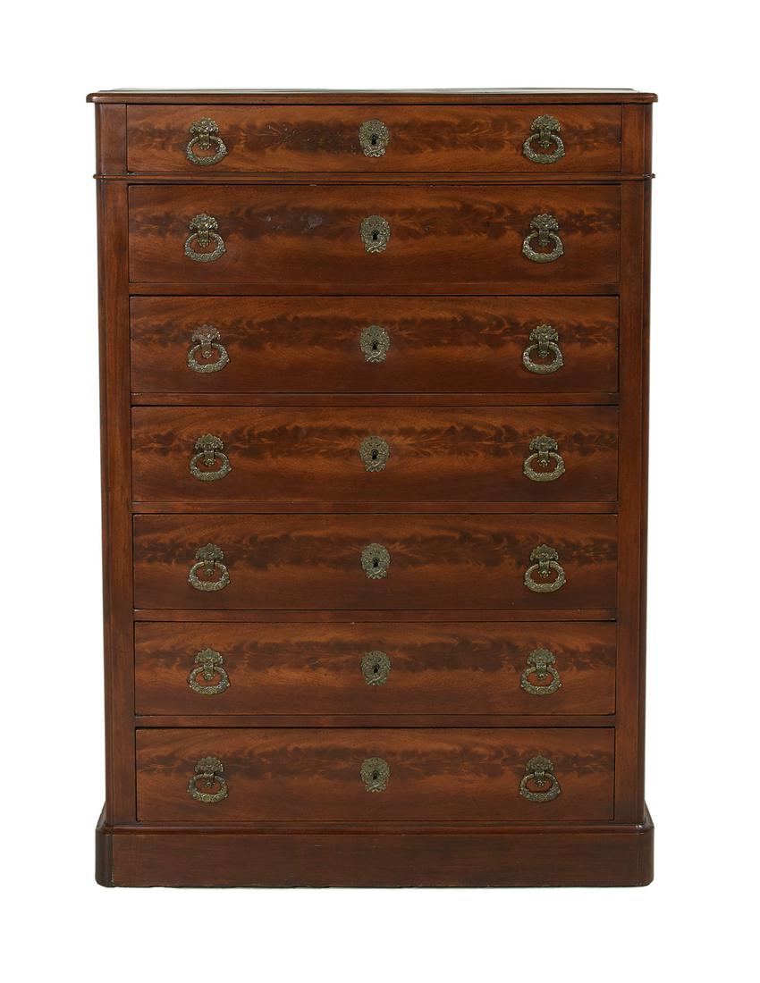 Louis-Philippe-Style Mahogany Tall Chest (1 of 3)
