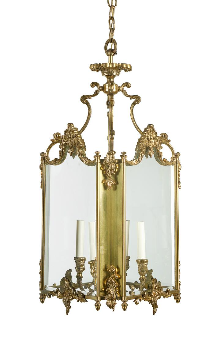 Bronze and Glass Hall Lantern in the Rococo Taste (1 of 1)