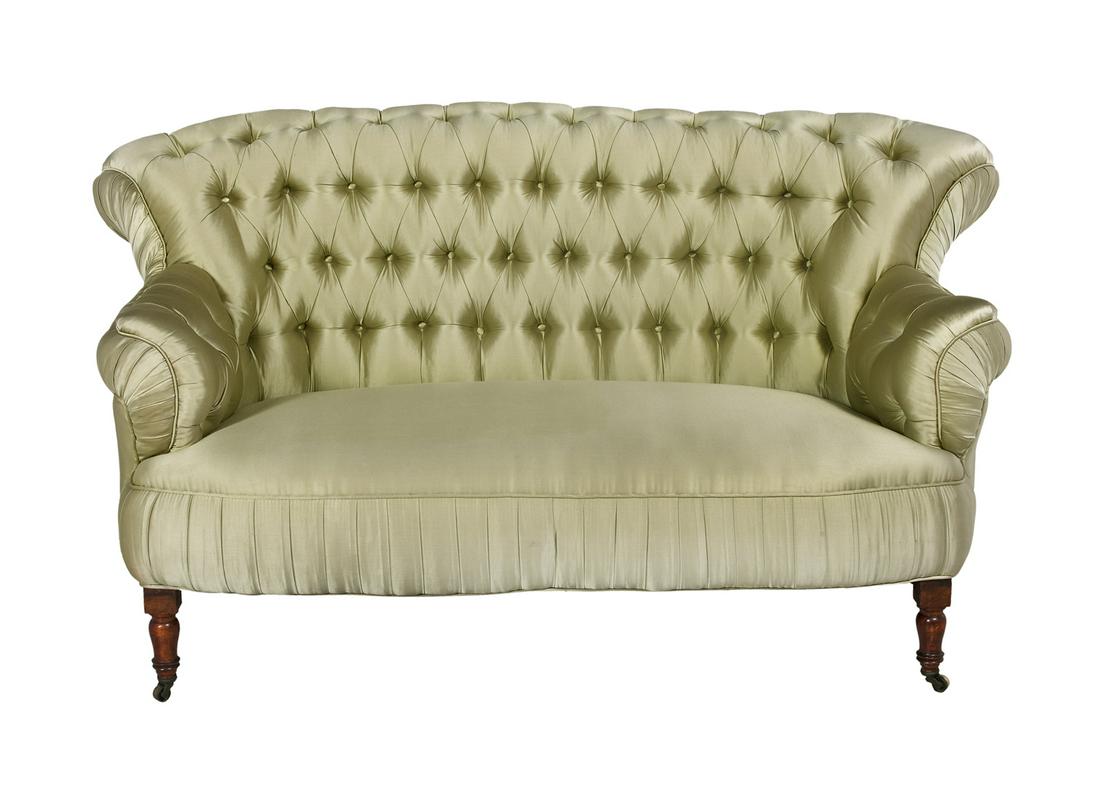 Napoleon III Mahogany Tufted Settee (1 of 2)