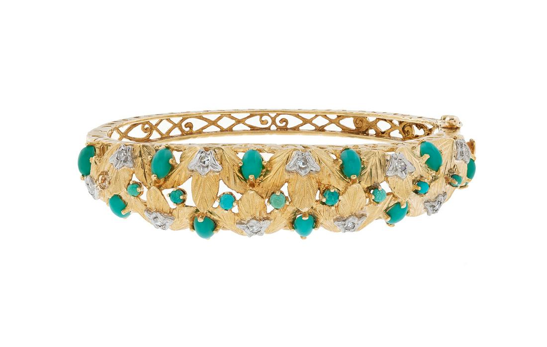 Turquoise and Diamond Bangle Bracelet (1 of 1)