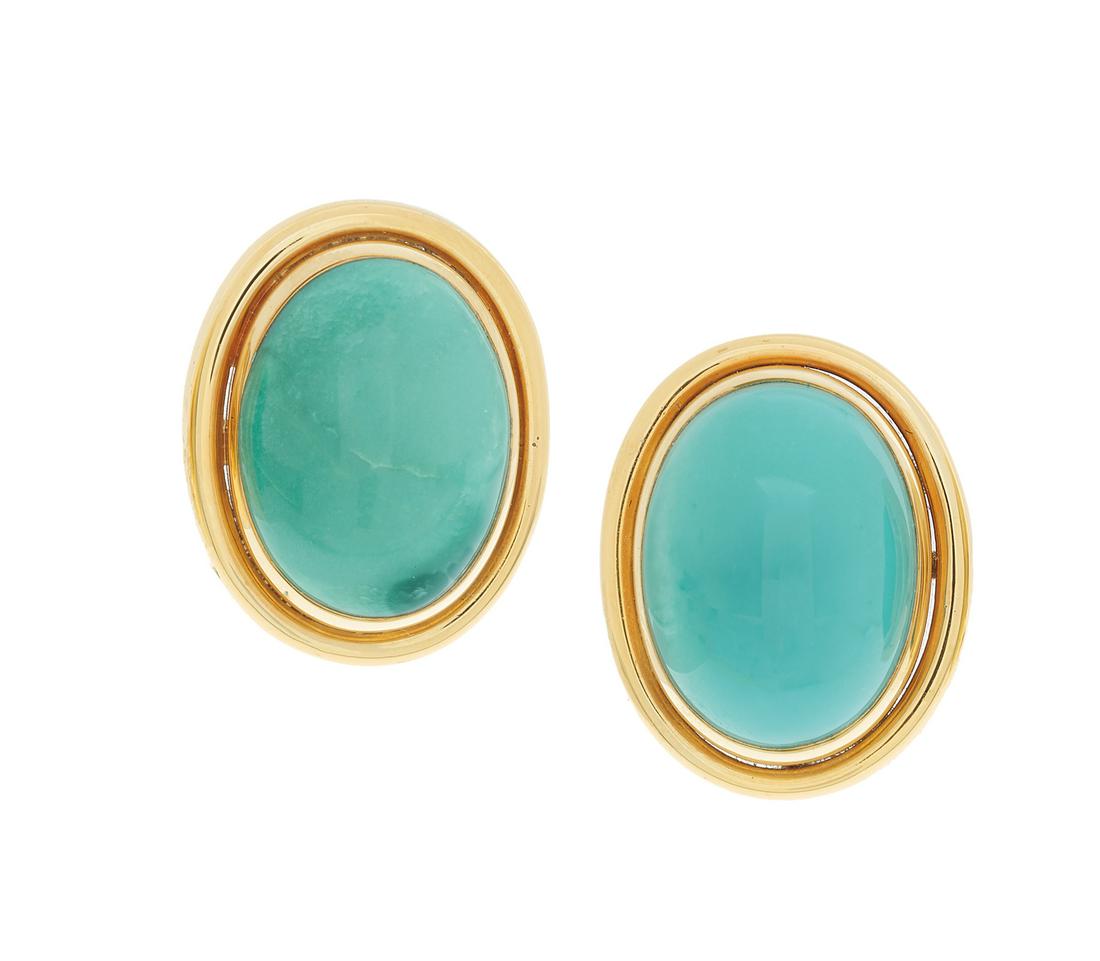 David Webb Turquoise Ear Clips (1 of 1)