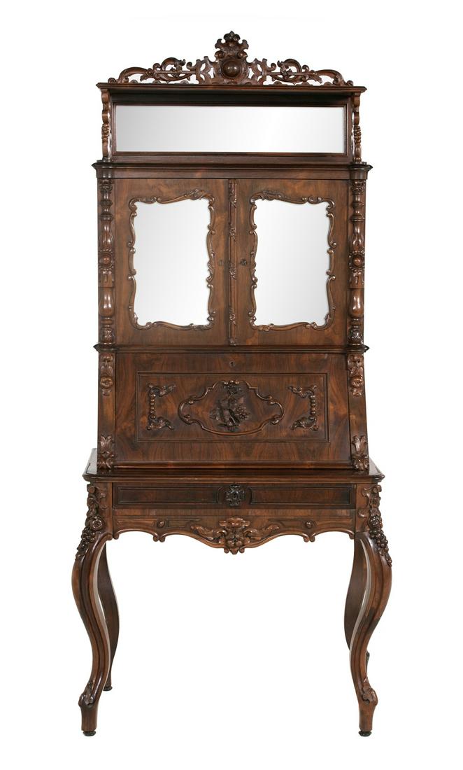 American Rococo Revival Rosewood Secretary (1 of 3)