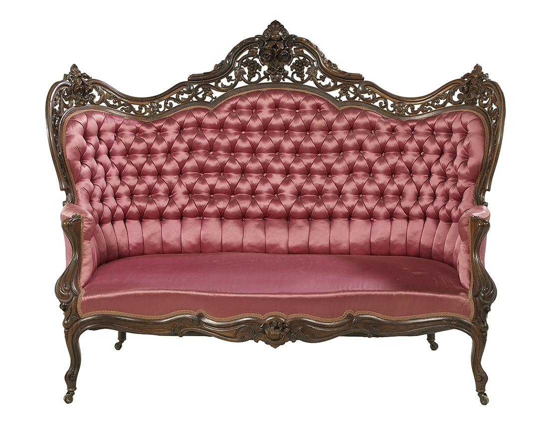 American Rococo Revival Laminated Rosewood Settee (1 of 4)