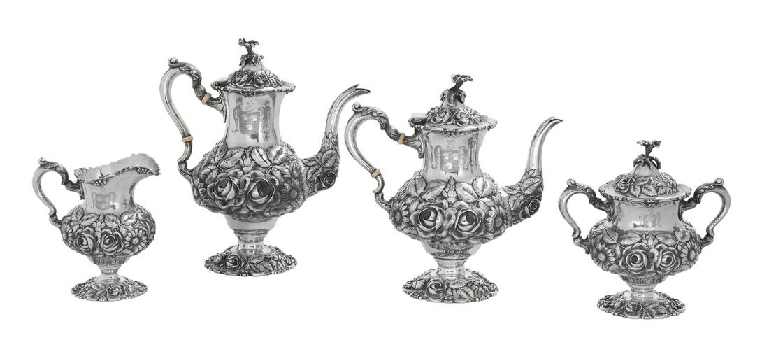 Stieff Repousse Sterling Silver Tea Set (1 of 2)