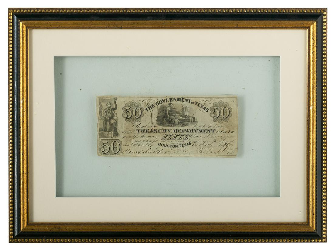 Government of Texas $50 Treasury Warrant (1 of 2)