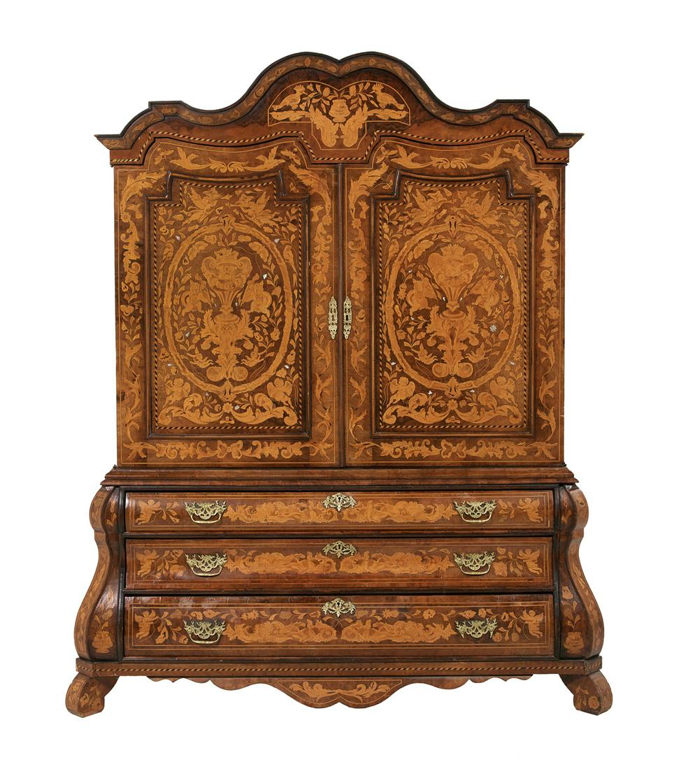Dutch Marquetry-Inlaid Linen Press (1 of 7)