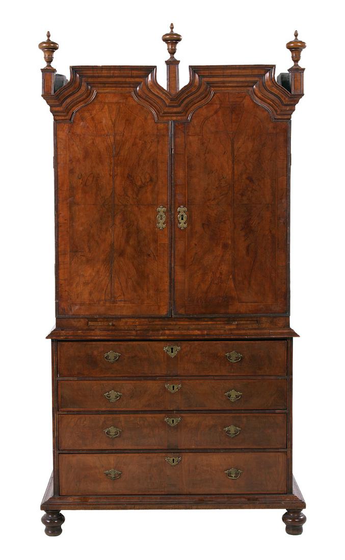 George II Circassian Walnut Secretary (1 of 4)