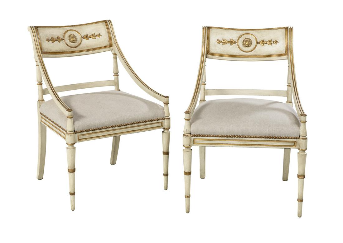 Pair of Regency-Style Parcel-Gilt Armchairs (1 of 1)