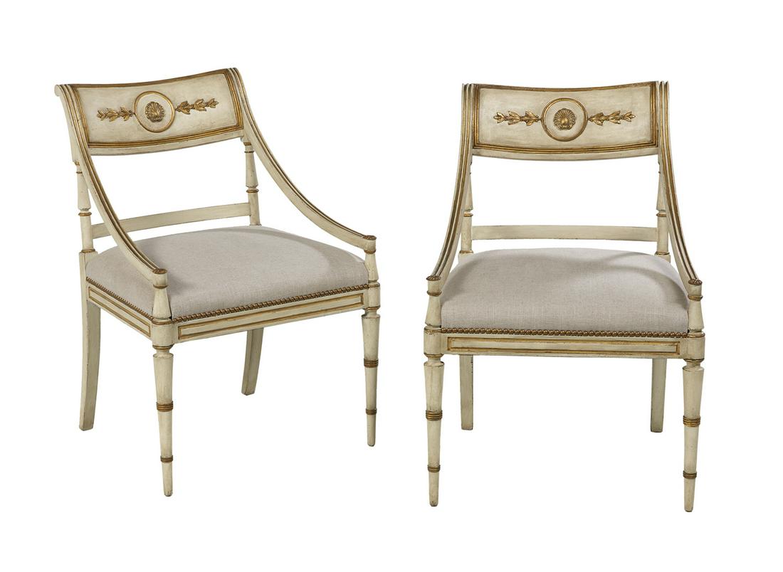 Pair of Regency-Style Parcel-Gilt Armchairs (1 of 1)