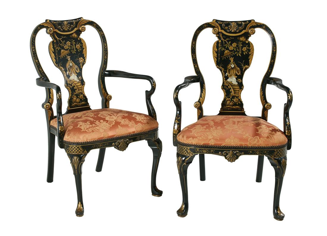 Pair of George II-Style Chinoiserie Armchairs (1 of 1)