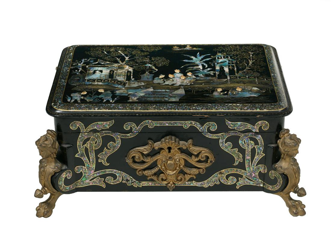 English Bronze-Mounted Papier-Mache Jewel Casket (1 of 3)