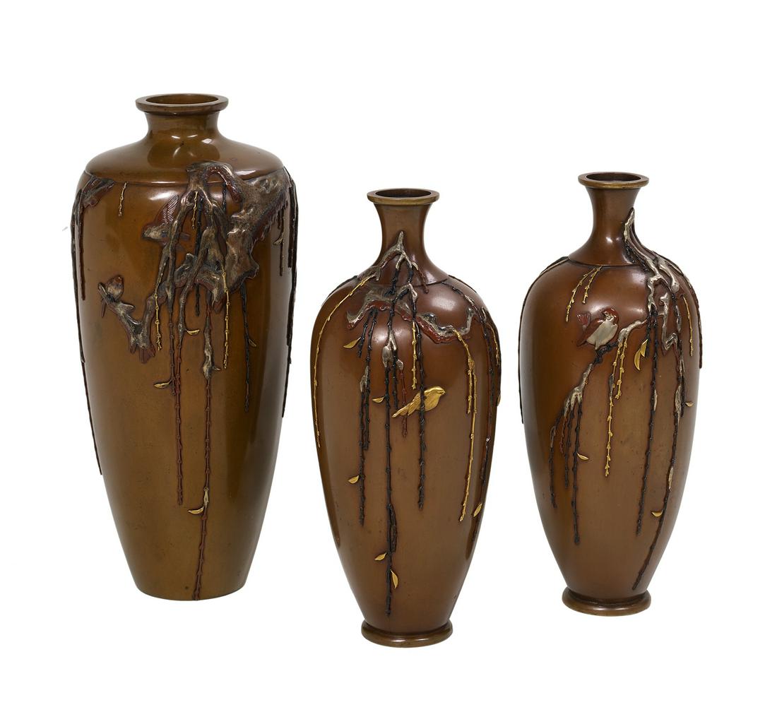 Collection of Three Bronze Vases (1 of 2)