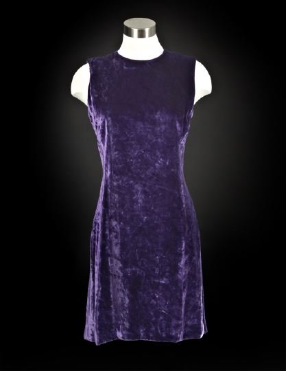 Versace Purple Velvet Sheath: Versace Purple Velvet Sheath, the lined purple velvet sleeveless dress with slightly flared skirt, the hand-stitched zipper in the center back, labeled "Gianni Versace Couture", ca. 1990's. Gianni Ver