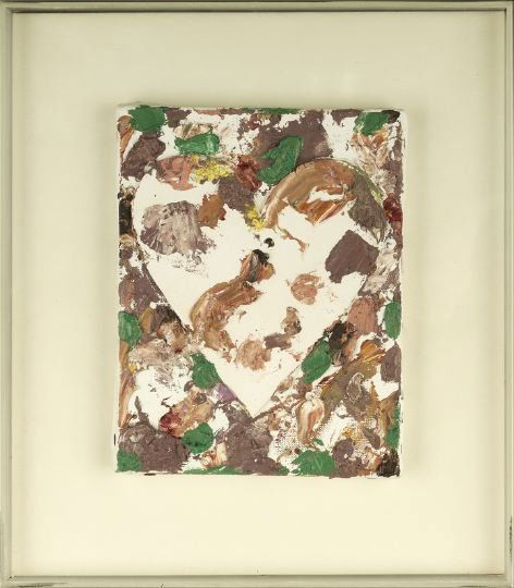 Jim Dine (American, b. 1935): Jim Dine (American, b. 1935) "Heart Painting M", 1970-1971, oil and collage on canvas, signed and dated on canvas verso "Jim Dine 1970 -1", retains gallery label en verso "Sonnabend Gallery, 924 Madis