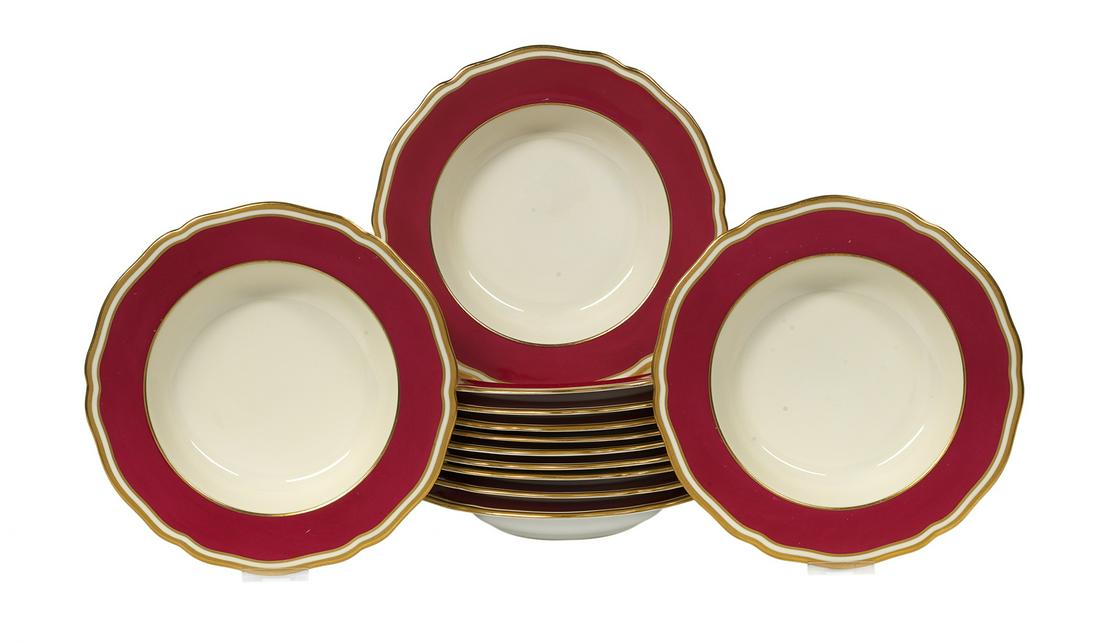 Set of Twelve Tiffany-Retailed Spode Soup Plates (1 of 3)