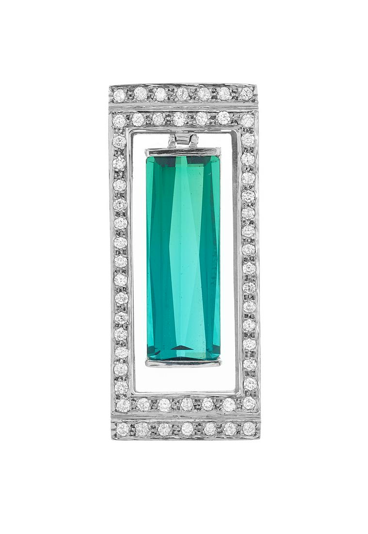 Tourmaline and Diamond Pendant (1 of 1)