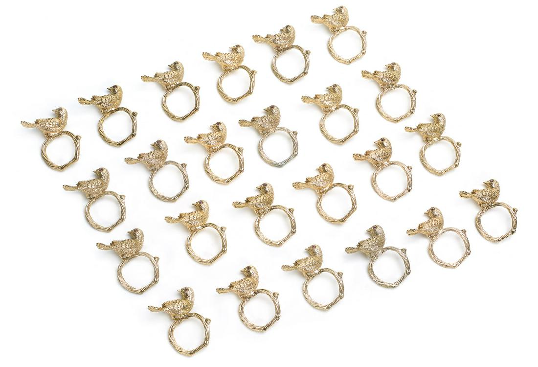 Set of Twenty-Four L'Objet Bird Napkin Jewels (1 of 2)