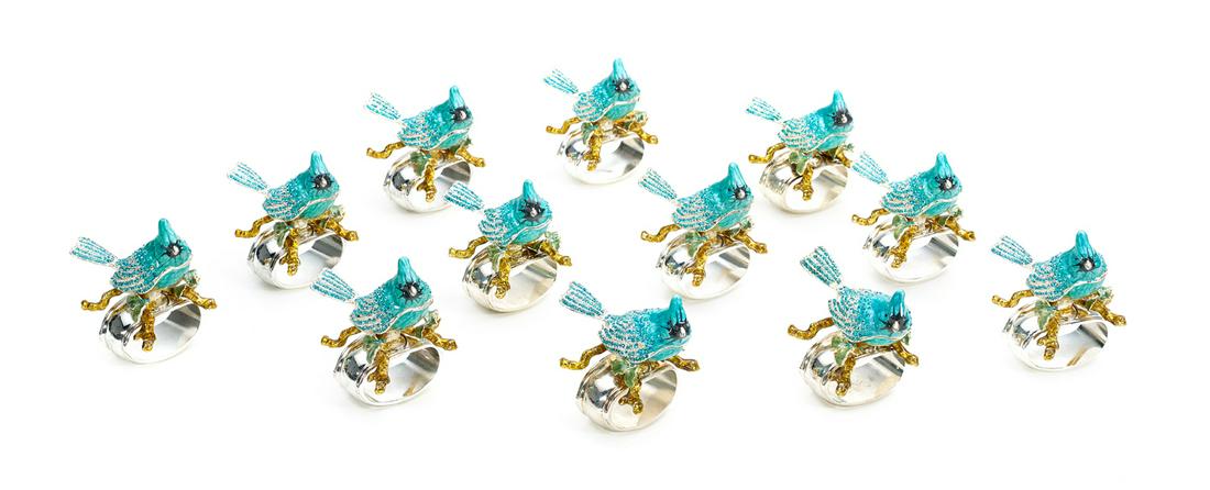 Set of 12 Hans Turnwald Blue Jay Napkin Jewels (1 of 3)