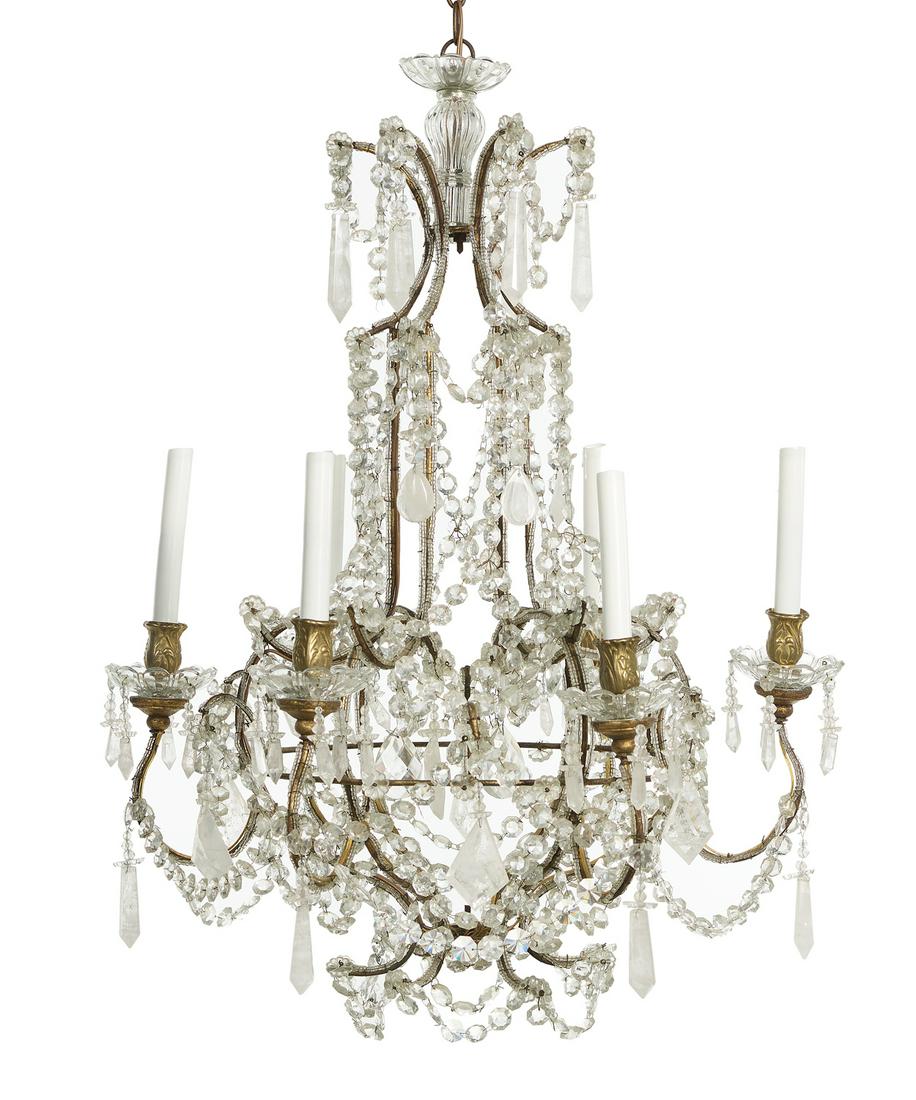 French Rock Crystal, Glass and Metal Chandelier (1 of 1)