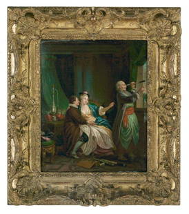 After Jean-Baptiste Le Prince (French, 1734-1781): After Jean-Baptiste Le Prince (French, 1734-1781) "The Astrologer" oil on copper unsigned. Framed. 16-7/8" x 13-1/2", framed 25-1/4" x 20-3/4" Provenance: Bonhams, London, England, April 6, 2017, lot