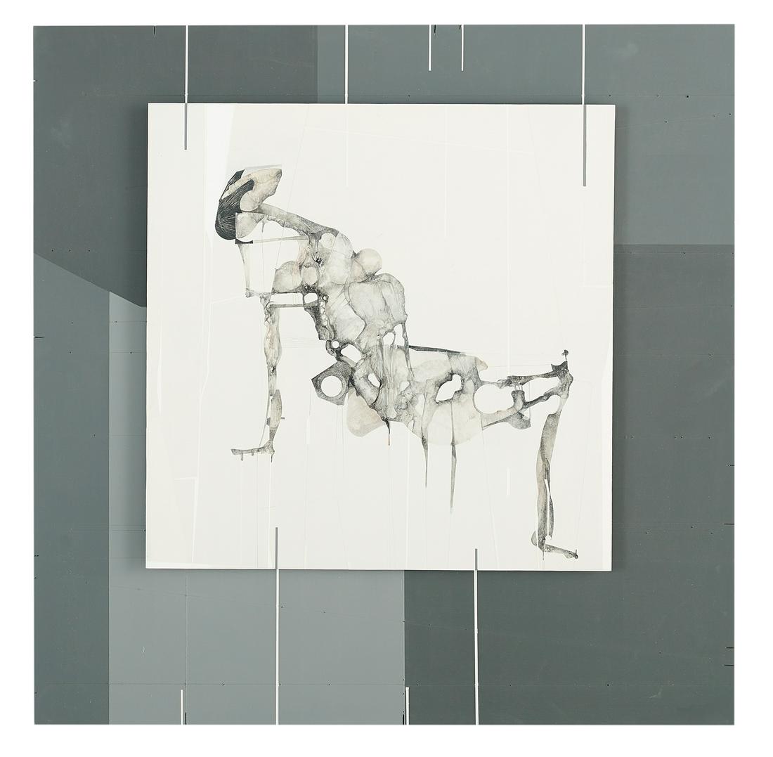 James Kennedy (Irish/American, b. 1962): James Kennedy (Irish/American, b. 1962) "The Middle Realm", 2014 acrylic polymer on incised masonite monogrammed and dated en verso. 30" x 30"