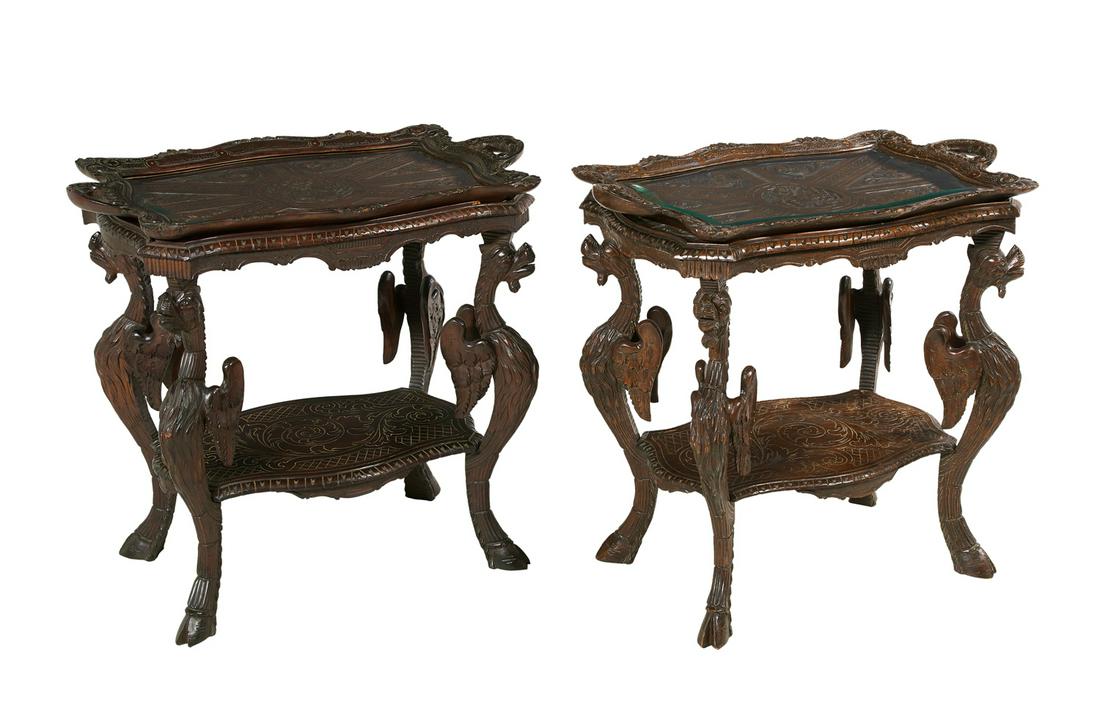 Pair of Fruitwood Occasional Tray Tables (1 of 2)