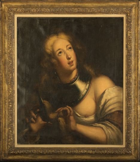 After Bernardo Strozzi (Italian, 1582-1644): After Bernardo Strozzi (Italian, 1582-1644) "Berenice", fourth quarter 19th-century oil on canvas, unsigned, 27" x 22-3/4". Presented in a contemporary frame.
