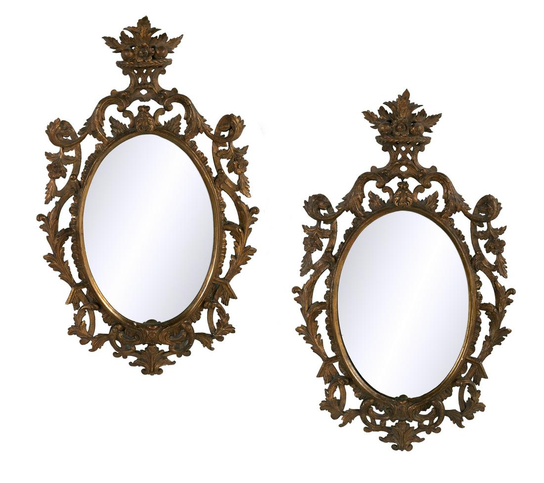 Pair of French Rococo-Style Giltwood Mirrors (1 of 5)