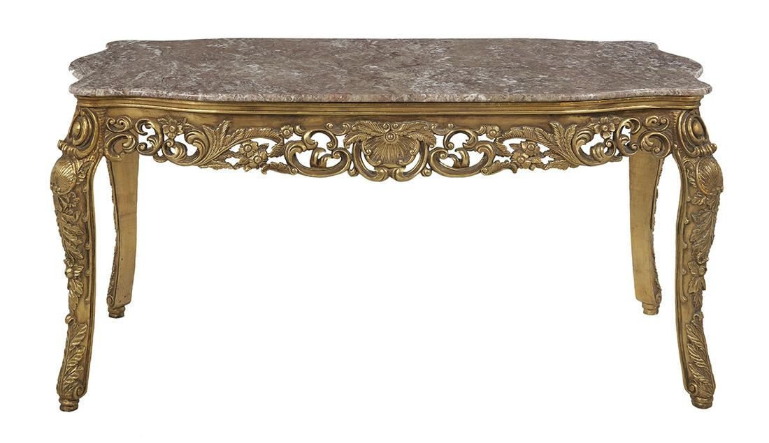 Louis XV-Style Marble-Top Center Table (1 of 2)